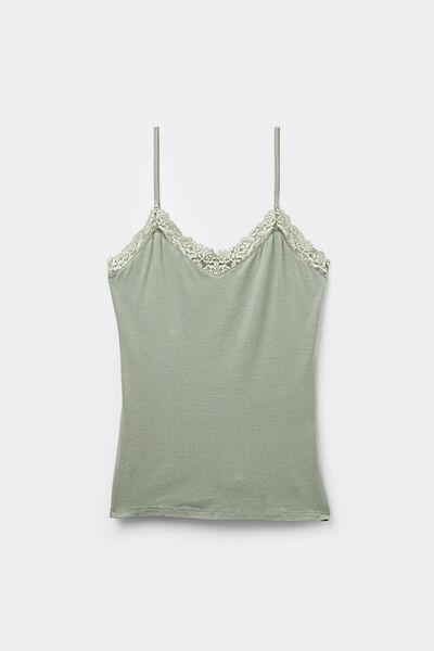 Green Lace-Trimmed Tank Top, , large image number 2