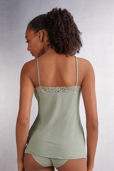 Green Lace-Trimmed Tank Top, , large image number 3