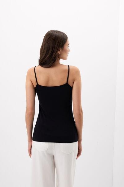 Black/Ivory Pretty Flowers Modal And Lace Top, Black/ivory, large image number 2