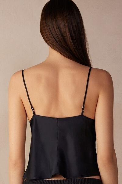 BLACK Short Silk Camisole, , large image number 3