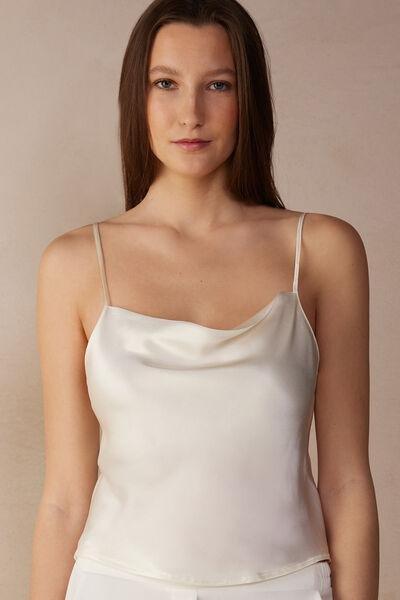 White  Short Silk Camisole, , large image number 0