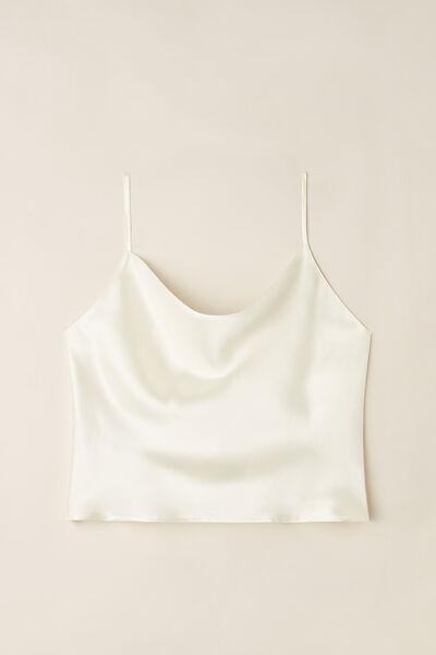 White  Short Silk Camisole, , large image number 2