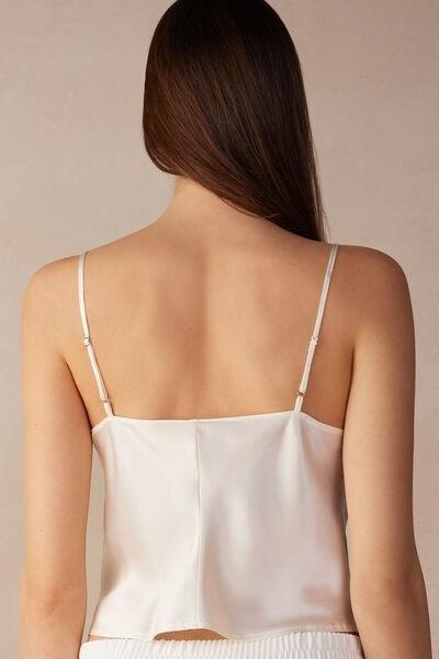 White  Short Silk Camisole, , large image number 3