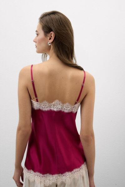 Pink Contrasting Lace Silk Top, 5601_110K, large image number 2