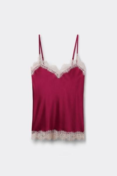 Pink Contrasting Lace Silk Top, 5601_110K, large image number 3