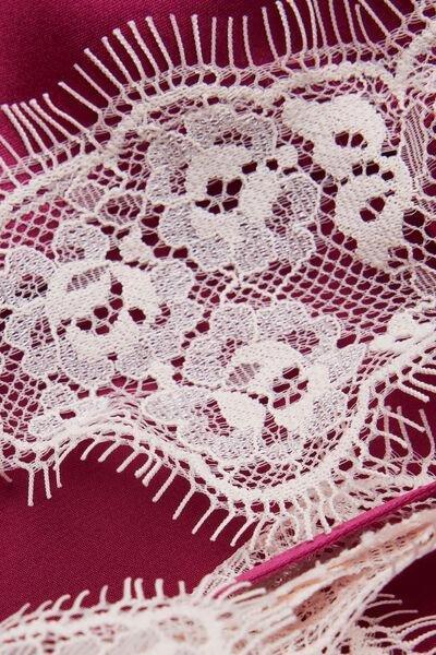 Pink Contrasting Lace Silk Top, 5601_110K, large image number 4
