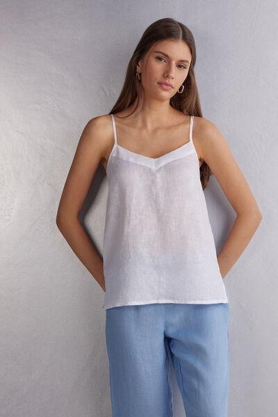 White Linen Canvas Top, , large image number 1
