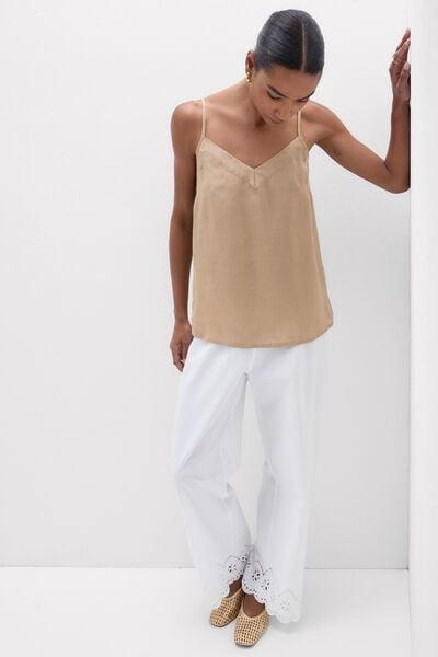 Beige The Pure Linen Plain-Weave Linen Top, 5601_166K, medium