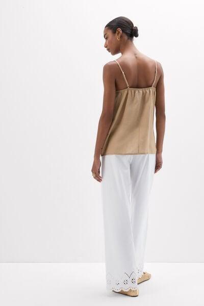 Beige The Pure Linen Plain-Weave Linen Top, 5601_166K, medium