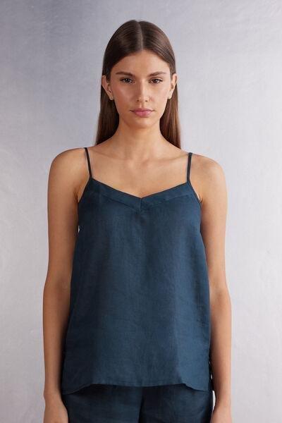 Blue Linen Canvas Top, , medium