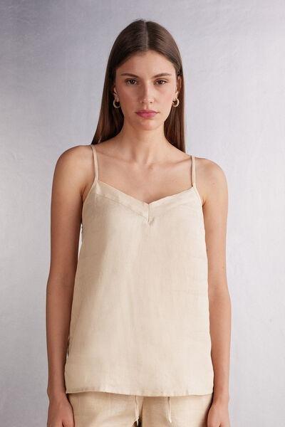 Beige Rope Linen Canvas Top, , medium