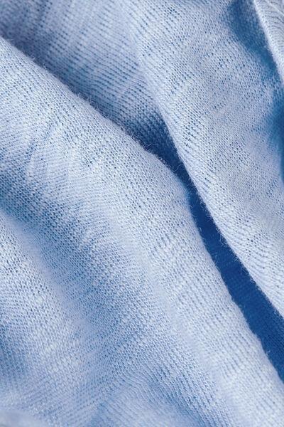 Blue V-Neck Linen Top, 5601_550J, large image number 4