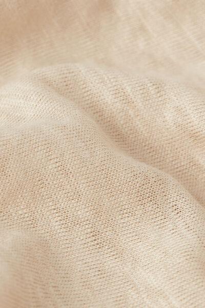 Beige V Neck Linen Top, 5601_913I, large image number 4