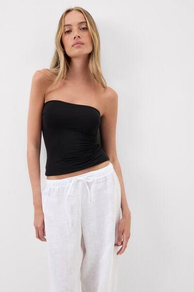 Black Fresh Bamboo Bandeau Top, Black, large image number 1