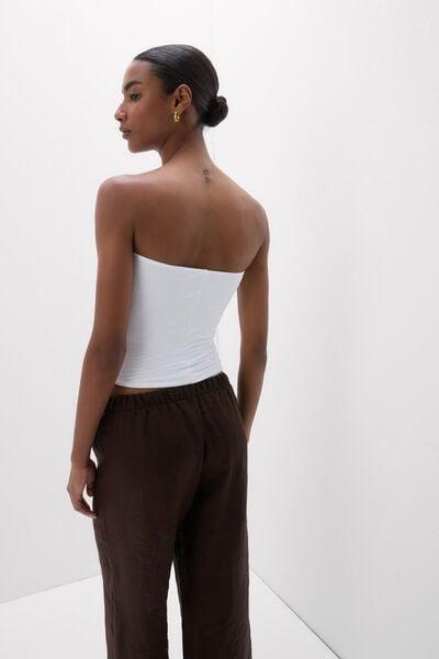White Fresh Bamboo Bandeau Top, Milk White, large image number 2