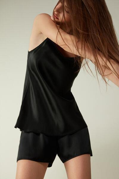 Intimissimi - Black Silk Satin V Neck Top