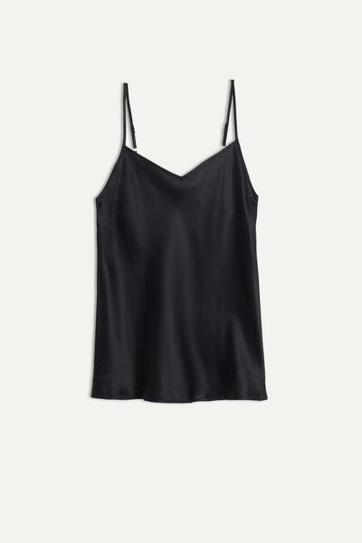 Intimissimi - Black Silk Satin V Neck Top