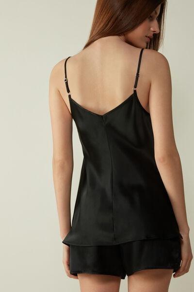 Intimissimi - Black Silk Satin V Neck Top