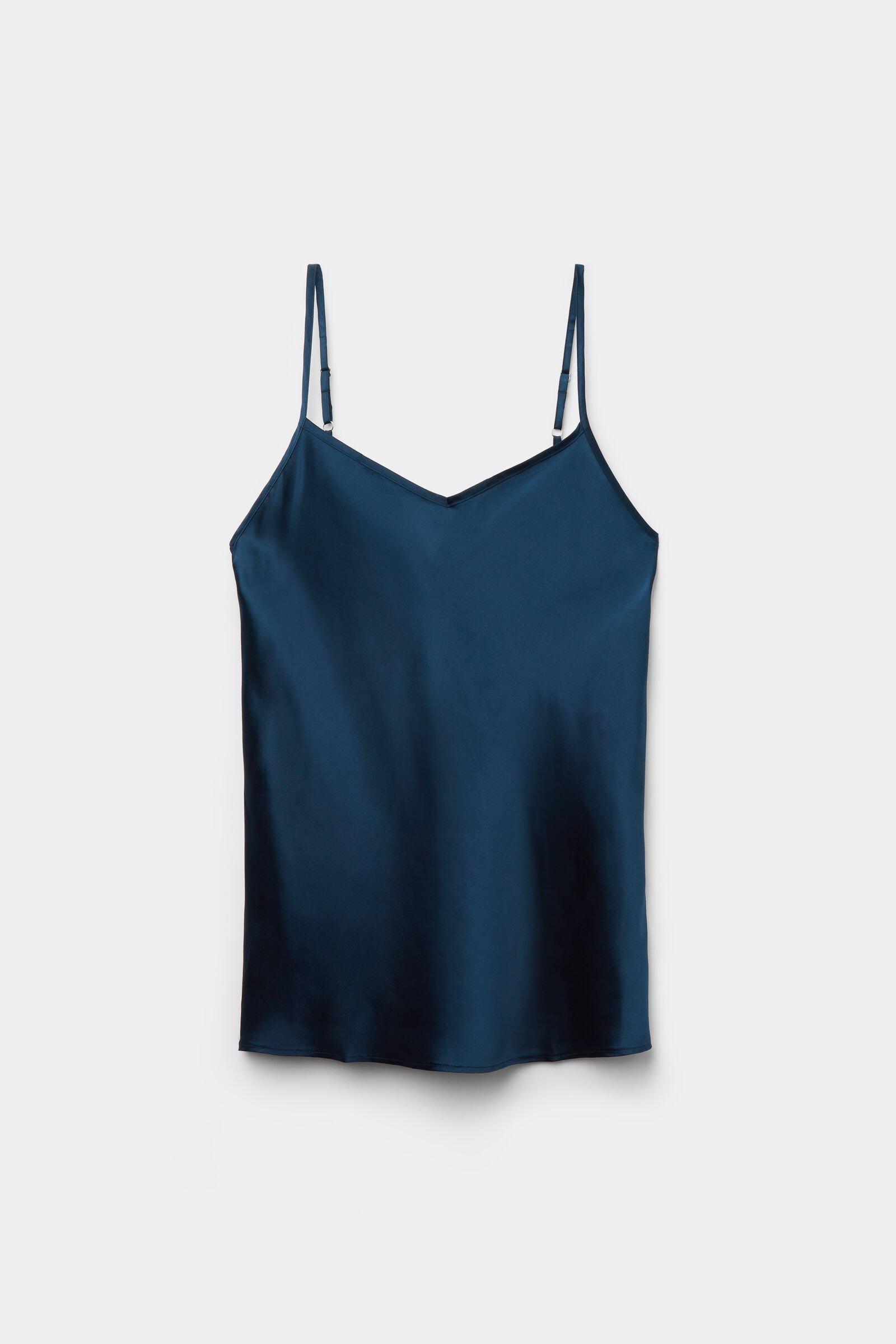 توب من الساتان الحريري الأزرق الكثي" بياقة على شكل V ، للنساء, Intense Blue, large image number 5