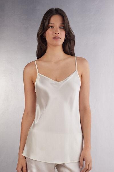 White V-Neck Tank Top, Powder White, medium