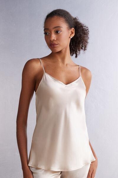 توب من الساتان الحريري والحرير بياقة على شكل V للنساء, Silk, large image number 0