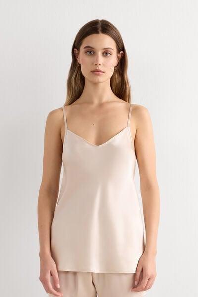 Cream V-Neck Tank Top, Silk, medium