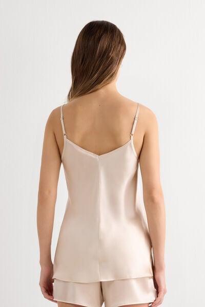 Cream V-Neck Tank Top, Silk, medium