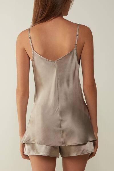 Intimissimi - Beige Silk Satin V Neck Top