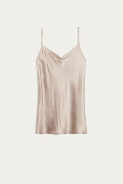 Intimissimi - Beige Silk Satin V Neck Top