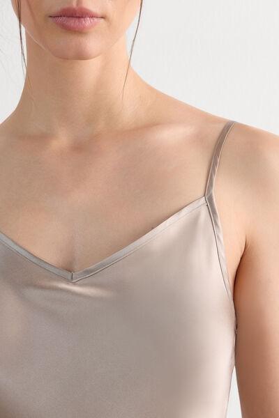توب من الساتان الحريري البيج ال"اتح مع رقبة على شكل V ، نسائي, 5601_651I, large image number 9