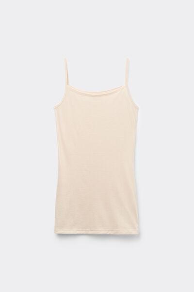 Beige Silk Ultrafresh Supima Cotton Vest Top, , large image number 2