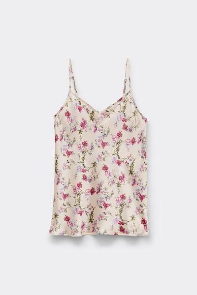 Pink Pretty Flowers Print Silk Top, 5601_057K, large image number 3