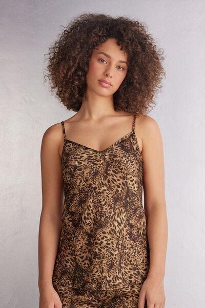 Brown Animal Print Blouse, , large image number 0