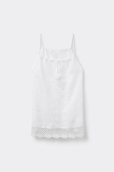 White Sophisticated Allure Linen Top, , large image number 2