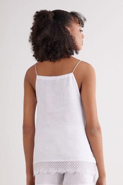 White Sophisticated Allure Linen Top, , large image number 3