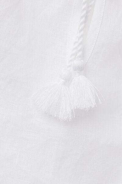 White Sophisticated Allure Linen Top, , large image number 4