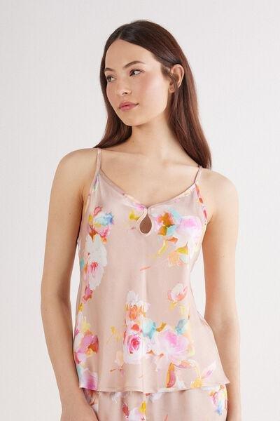 Pink Printed Satin Top, , large image number 0