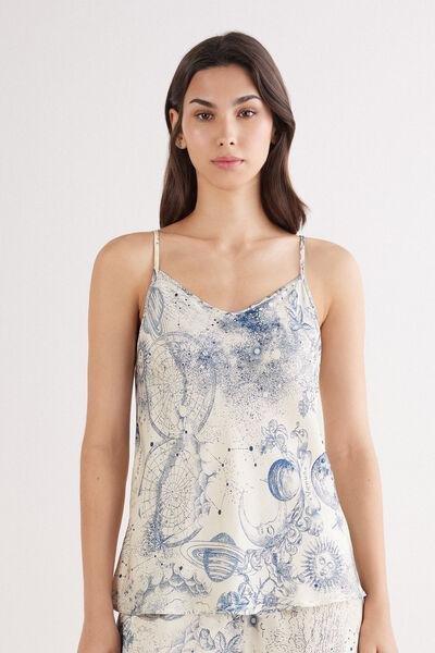 Cream Luxury Dreams Printed Satin Top, 5601_945J, large image number 0