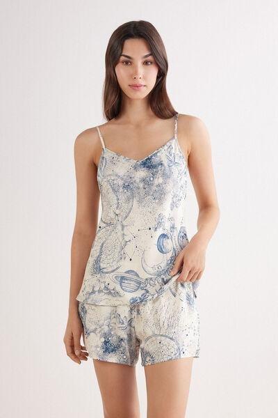 Cream Luxury Dreams Printed Satin Top, 5601_945J, large image number 1