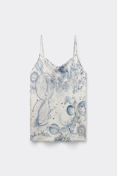 Cream Luxury Dreams Printed Satin Top, 5601_945J, large image number 2