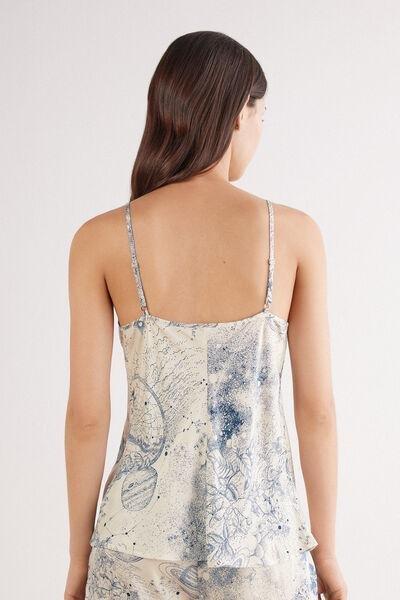 Cream Luxury Dreams Printed Satin Top, 5601_945J, large image number 3
