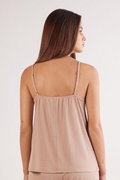 Beige Your Every Wear Ribbed Lacy Top, 5601_939J, large image number 3