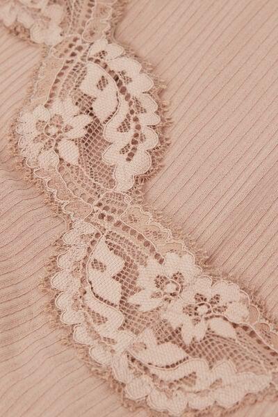 Beige Your Every Wear Ribbed Lacy Top, 5601_939J, large image number 6