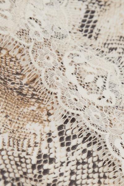 Beige Seductive Glamour Animal Print Satin Top, , large image number 4