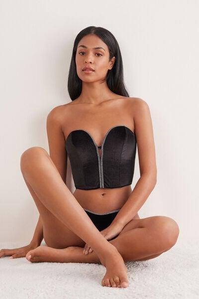 Black Girls Wanna Glisten Structured Lace Top, Black, large image number 1