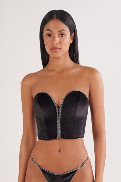 Black Girls Wanna Glisten Structured Lace Top, Black, large image number 3