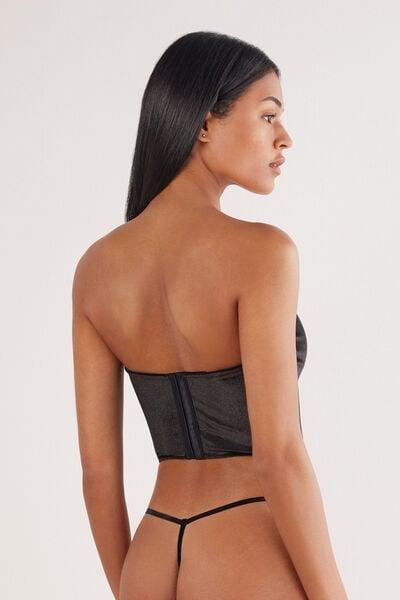 Black Girls Wanna Glisten Structured Lace Top, Black, large image number 4