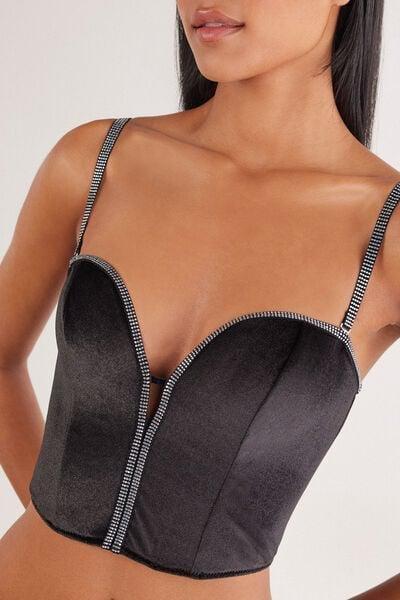 Black Girls Wanna Glisten Structured Lace Top, Black, large image number 7