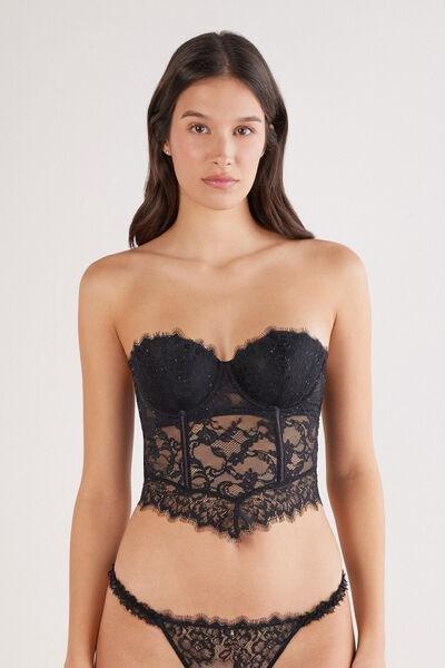 Black Glimmer Of Pleasure Giada Bandeau Bustier, Black, large image number 0