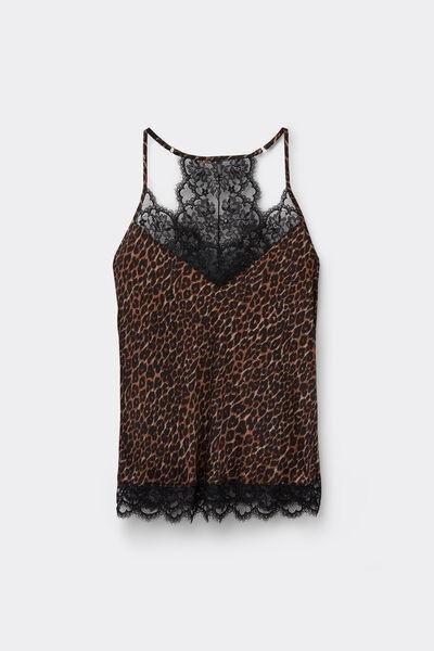 Brown Sensual Attitude Animal Print Viscose Satin Top, 5601_030K, large image number 1
